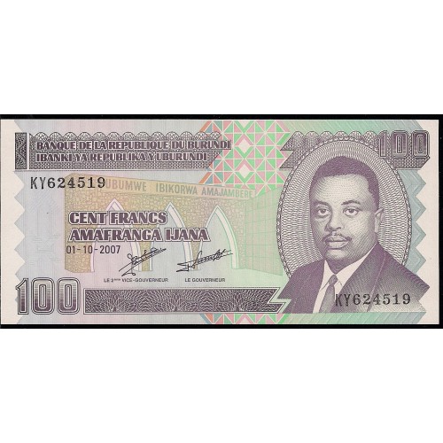 2007 - Burundi PIC 37f billete de 100 Francos