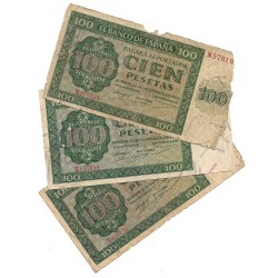 LOTE de billetes de ESPAÑA (3 billetes GU 484 MC/RC)