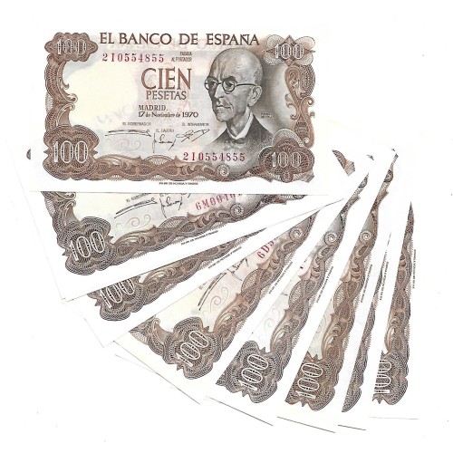 LOTE de billetes de ESPAÑA (10 billetes GU 497 SC)