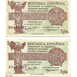 1937 - Spain PIC 94 1 peseta VF