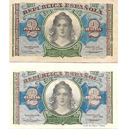 1938 - España GU 420 2 pesetas MBC