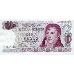 1973/6 - Argentina P295 billete de 10 Pesos