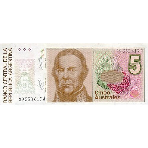 1985/9 - Argentina  P324a 5 Australes  banknote