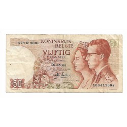 1966 - Bélgica P130 billete de 50 Francos BC