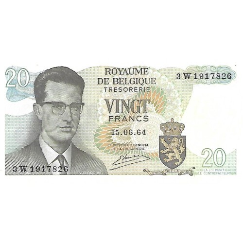 1964 - Bélgica P138 billete de 20 Francos S/C