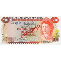 1982 - Bermuda P33s billete de 100 Dólares Specimen
