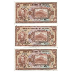 1928 - Bolivia P122a billete de 20 Bolivianos EBC