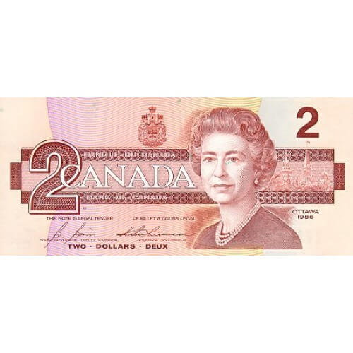 1986 - Canadá P94c Billete de 2 dólares