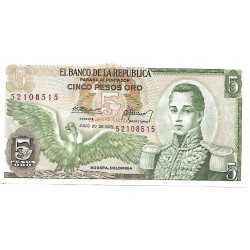 1975 - Colombia P406e billete de 5 Pesos Oro EBC