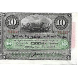 1896 - Cuba Pic 49d billete de 10 Pesos (MBC)