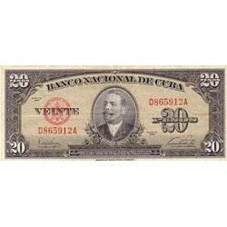 1949 - Cuba P80a billete de 20 Pesos