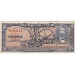 1956 - Cuba P88a 10 Pesos  banknote
