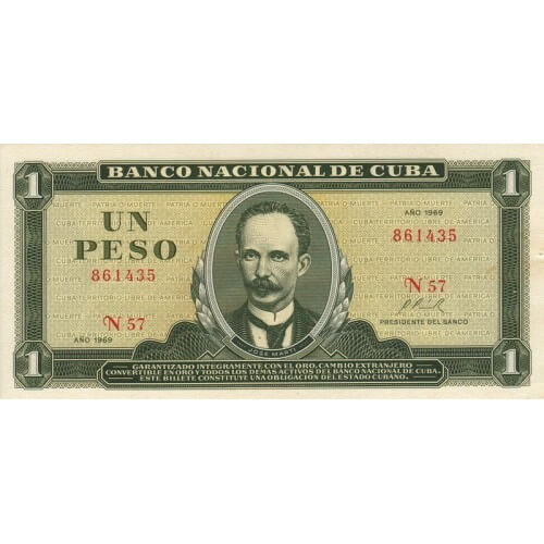 1968 - Cuba P102a billete de 1 Peso