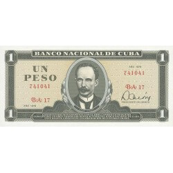 1980 - Cuba Pic 102b billete de 1 Peso