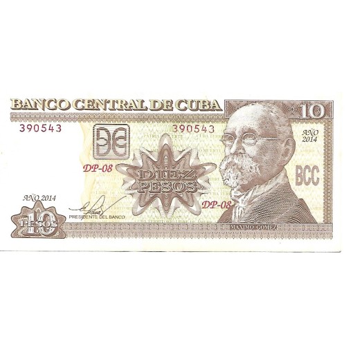 2014 - Cuba P117p billete de 10 Pesos S/C