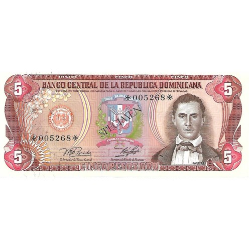 1978 - República Dominicana PIC 118s1 billete 5 Pesos Oro S/C