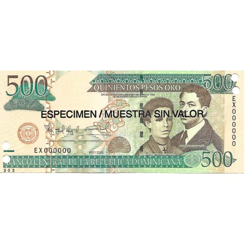 2010 - Dominican Republic PIC 179s3 500 Pesos Oro banknote UNC