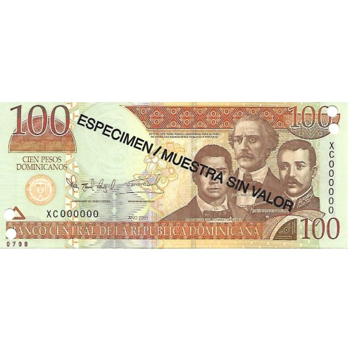 2011 - Dominican Republic PIC 184s 100 Pesos Dominicans banknote UNC