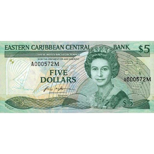 1986/88 - East Caribbean States PIC 18a 5 Dollars banknote UNC