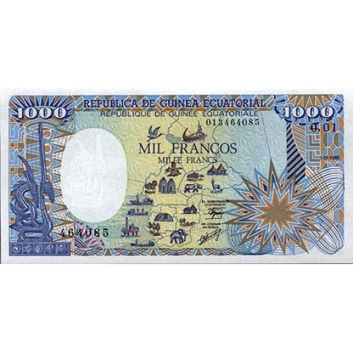 1985 - Equatorial Guinea PIC 21 1000 Francs UNC