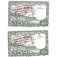 1969/80 - Equatorial Guinea PIC 19 billete de 500 Bipwele en 500 pesetas VF