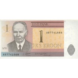 1992 - Estonia PIC 69a billete de 1 Corona