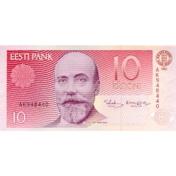 1991 - Estonia PIC 72a billete de 10 Coronas