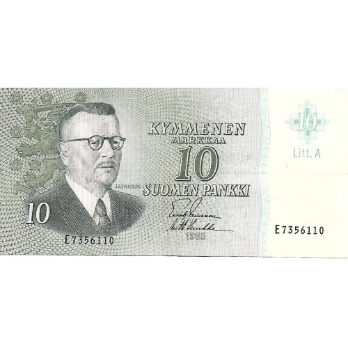 1963 -  Finlandia PIC 100a billete de 10 Markkaa EBC