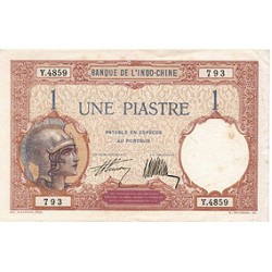 1931 - French Indochina PIC 48b 1 Piastra  Banknote UNC