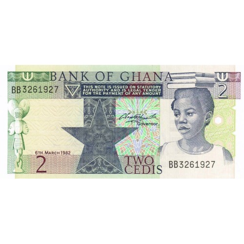 1982 - Ghana PIC 18d 2 Cedis  banknote UNC