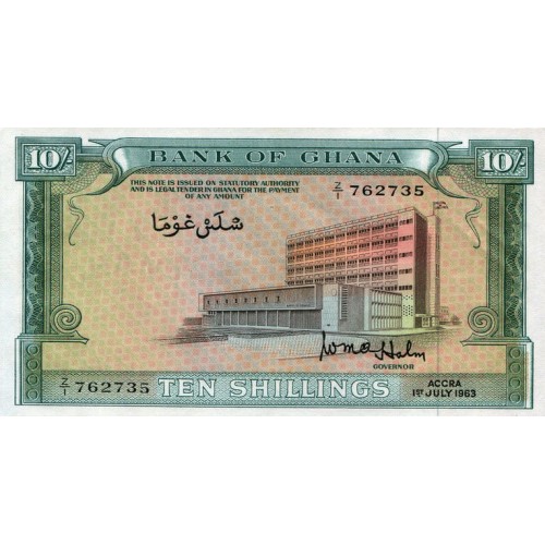 1963- Ghana pic 1d billete 10 Shillings