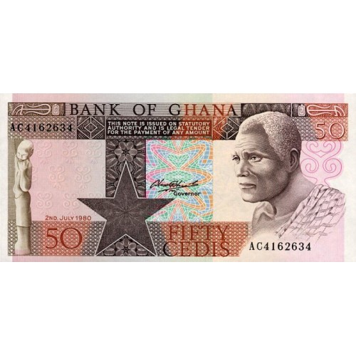 1980 - Ghana Pic 22b 50 Cedis  banknote UNC