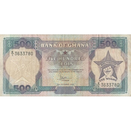 1986 - Ghana PIC 28a billete 500 Cedis S/C