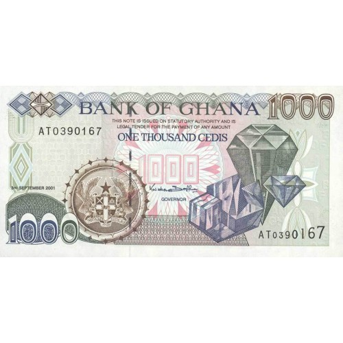 2001 - Ghana PIC 32f 1000 Cedis banknote UNC