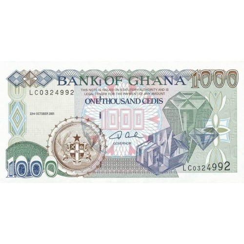 2001 - Ghana PIC 32g 1000 Cedis banknote UNC
