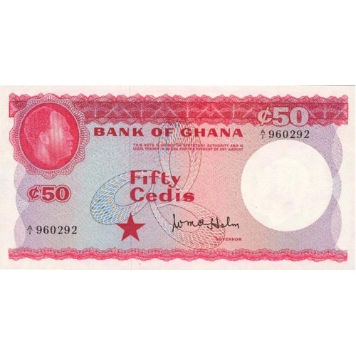 1965 - Ghana PIC 8a billete 50 Cedis S/C