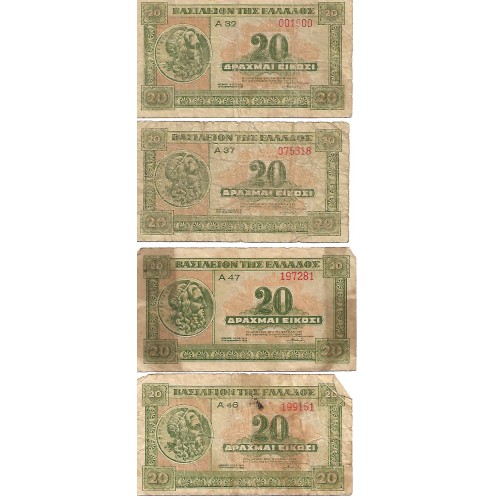 1940 - GreecePIC 315 20 Drachmai  banknote F