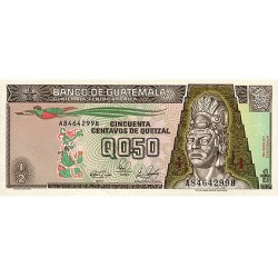 1989 - Guatemala P72a 1/2 Quetzal banknote UNC