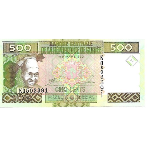 2012 - Guinea PIC 39b 500 Francos banknote UNC