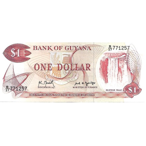 1992 - Guyana P21g billete de 1 Dólar F8 S/C