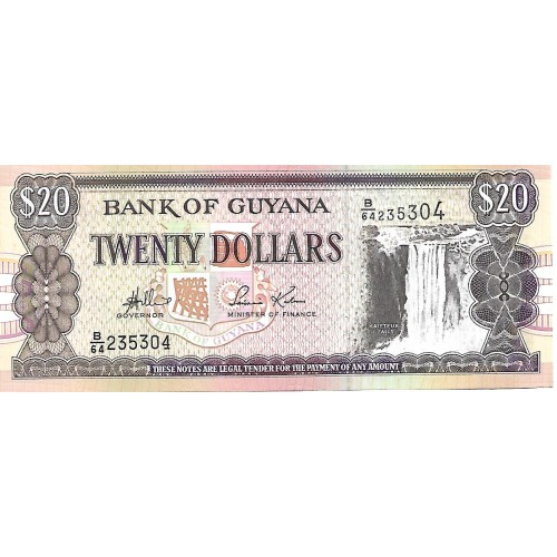 1996 - Guyana P30c billete de 20 Dolares F13 S/C