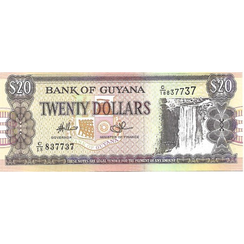 1996 - Guyana P30e billete de 20 Dolares F14 S/C