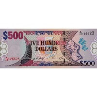 2002 - Guyana P34b billete de 500 Dólares F12 S/C