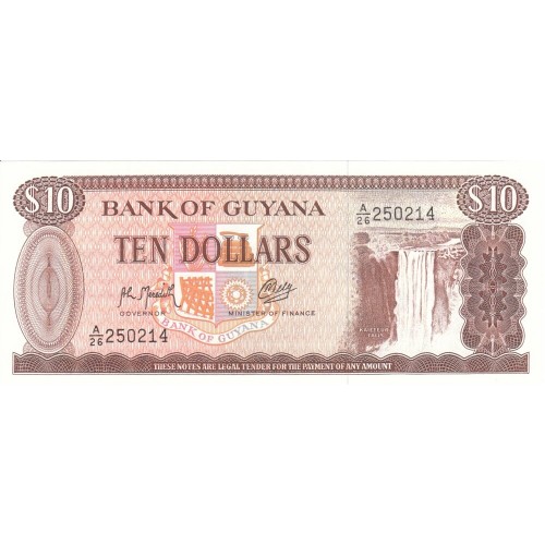1992 - Guyana P23f 10 Dollars banknote S9 UNC