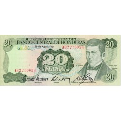 1990 - Honduras P65c 20 Lempiras banknote UNC