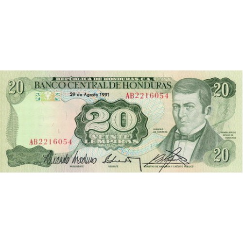 1990 - Honduras P65c 20 Lempiras banknote UNC