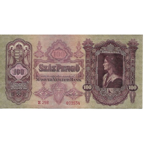 1930 - Hungary PIC 98 100 Pengo banknote UNC