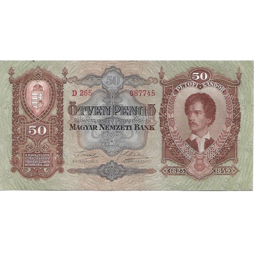 1932 - Hungría PIC 99 billete de 50 Pengó S/C