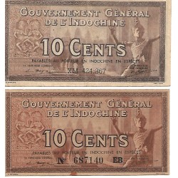 1939 - Indochina PIC 58d 10 cents banknote VF