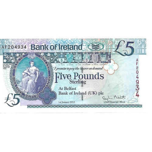 2013 - Irland Northen PIC 86 5 Pounds UNC